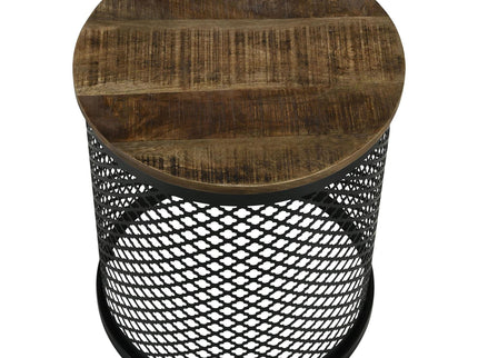 Drum Base Accent Table - Brown