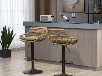 Modern Swivel Bar Stools Adjustable Counter Chairs With Footrest (Set of 2)