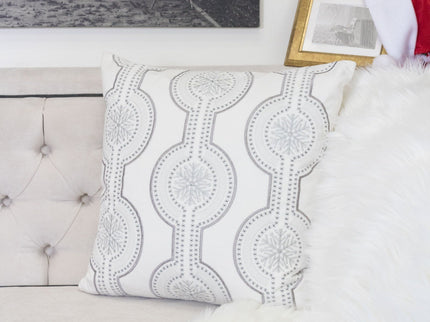 Holiday Throw Pillow With Snowflake Embroidery