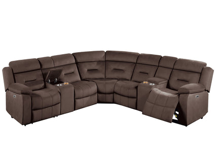 Power Reclining Sectional Set With Console Cup Holders