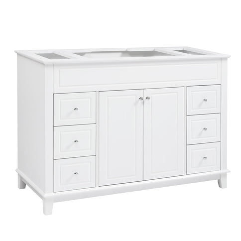 Bathroom Vanity Cabinet Only, 6 Soft Close Drawers & Double Doors - White