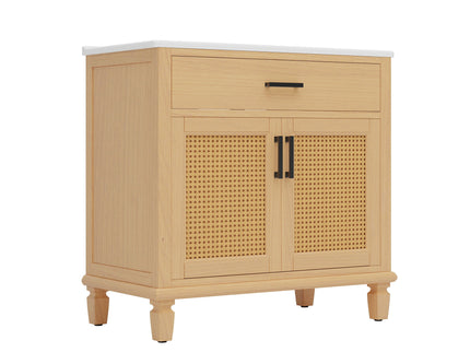 Bathroom Vanity With Ceramic Sink, Modern Free Standing Cabinet With Soft Close Drawers