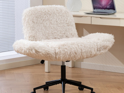 Swivel Chair With Adjustable Armrests And Wheels For Home Office - Beige
