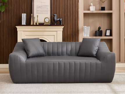 Oversized 2 Seater Loveseat With 2 Decor Throw Pillows, Deep Seat Sofa For Living Rooms