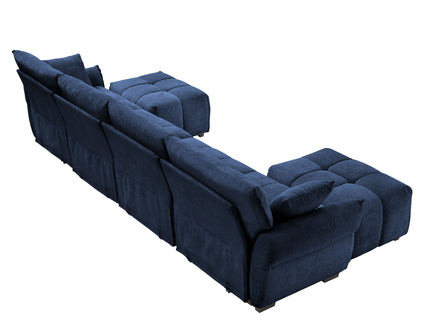 Sofa Set With Ottoman And Pillows, Textured, High Resilience Cushions
