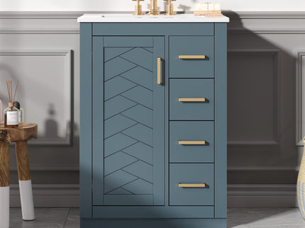 Modern Bathroom Vanity With 1 Door And 3 Drawers