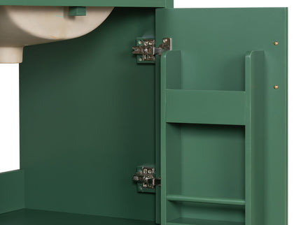 Bathroom Vanity With Sink, 1 Divided Drawer And 2 Soft Close Doors With Double Shelf