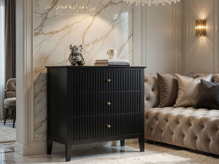 Fluted 3 Drawer Nightstand With Soft Close Slides