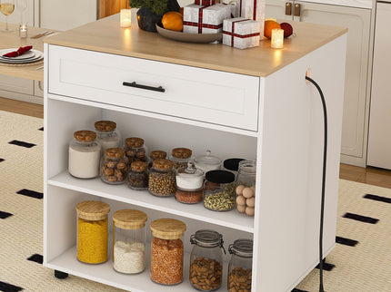 Expandable Kitchen Island With Power Outlet
