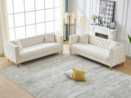 Deep Seat Sofa With Button Nailhead, Square Arm Couches