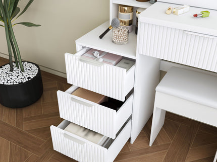 Modern Vanity Desk With 3 LED Lighting Modes, 4 Drawers