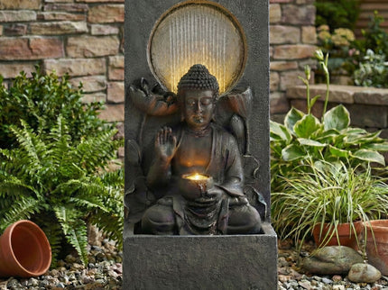 Zen - Outdoor Buddha Waterfall Fountain - Black