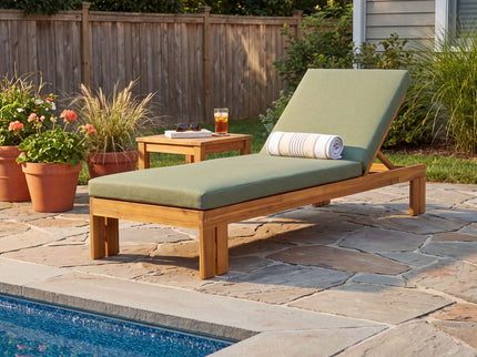 Outdoor Chaise Lounge With 5 Position Adjustable Backrest