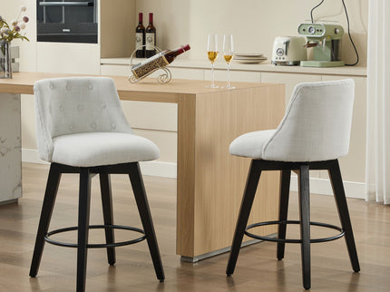 Swivel Bar Stools & Button Tufted Back (Set of 2)