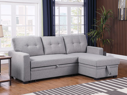 Upholstered Pull Out Sectional Sofa With Chaise