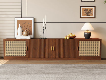 78" TV Stand For TVs Up To 85", Media Console, Adjustable Shelves - Walnut