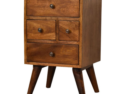 4 Drawer Multi Bedside Table - Chestnut