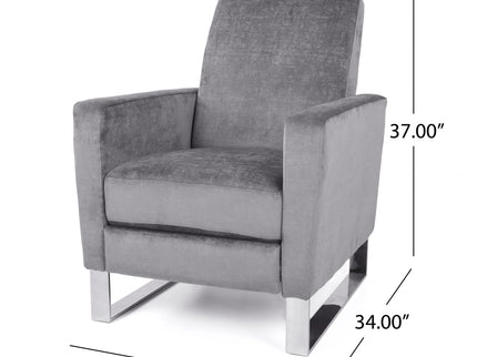Bolt - Upholstered Recliner Chair With Stainless Steel Base - Gray / Chrome