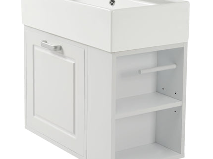 Modern Wall Mounted Bathroom Vanity With Sink, Soft Close Drawer, Adjustable Shelf, Toilet Paper Holder