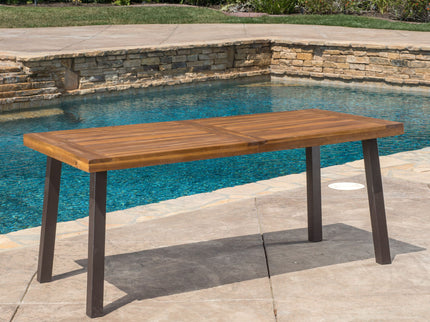 Della - Modern Industrial Dining Table With Acacia Wood Top - Teak