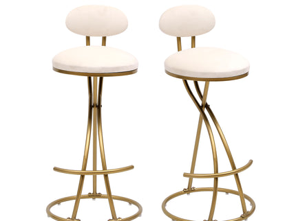 Bar Stools Upholstered Counter Height Barstools For Kitchen Island Modern Dining Chairs With Footrest (Set of 2)