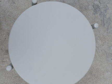 Round Outdoor Coffee Table With Shelf For Garden - Gray