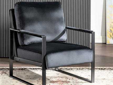 Classic Mid Century Modern Accent Chair With Durable Square Metal Frame, Armchair