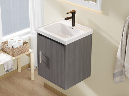 Floating Bathroom Vanity Combo, Wall Mounted Cabinet With Sink & Soft Close Doors For Small Bathrooms