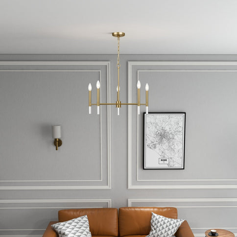 Courtyard - 5 Light Candle Chandelier - Clear / Gold