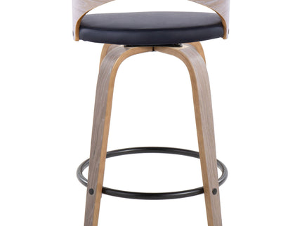 Grotto - Contemporary Fixed Height Counter Stool & Swivel With Round Footrest (Set of 2)