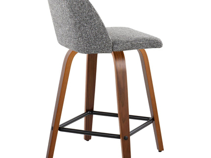 Toriano - Mid Century Modern Fixed Height Counter Stool With Swivel With Square Footrest (Set of 2)