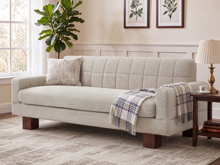 Modern Loveseat Sofa, 2 Seater With Square Arms For Living Room
