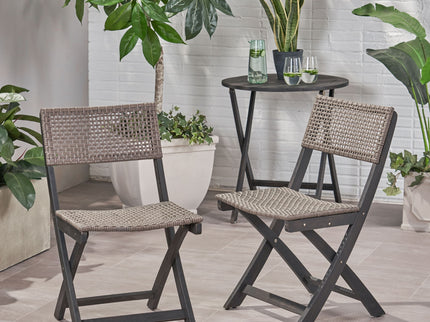 Bistro Foldable Chair With Wicker Backrest