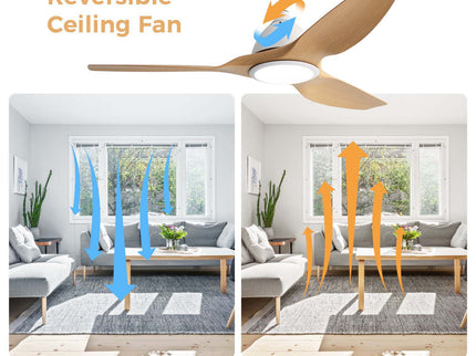 Bredoom Ceiling Fan With Remote Control And LED Light, Blades, Reversible DC Motor For Indoor / Outdoor Use