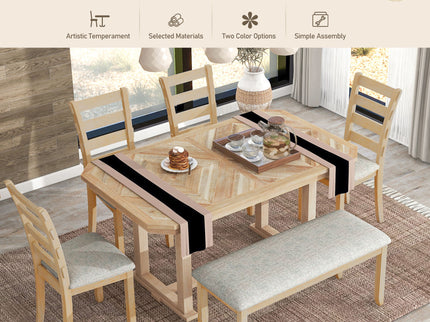 6 Piece Dining Table Set With Ergonomic Seating
