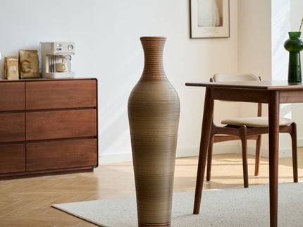 Tall Vase - Brown Decorative Floor Vase, Classic Neat Floor Vase Tall Freestanding Flower Holder, Artificial Rattan Vase, Floor Vase, Flower Holder For Home Decor - Gray