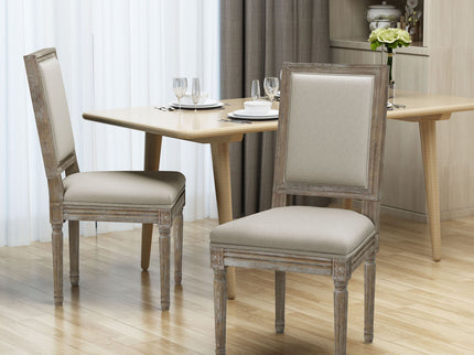 Traditional Style Dining Chair Set With Fabric Upholstery