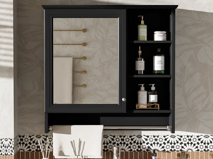 Wall Mount 2 In 1 Mirror Cabinet With Adjustable Shelf, Soft-Closing Hinges