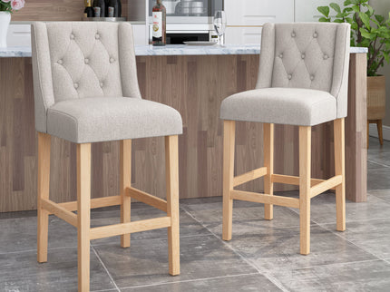 Vienna - Contemporary Fabric Tufted & Wingback Counter Stools (Set of 2)