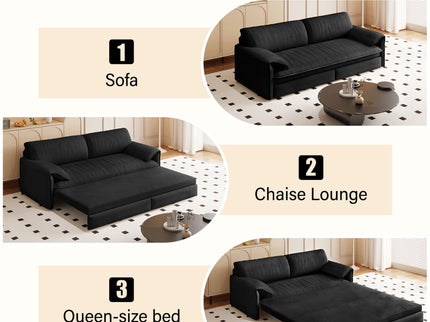 Pull Out 3 In 1 Convertible Sleeper Sofa With Side Storage, Multi Functional