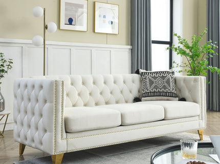 Modern Sofa With Button Tufting, Upholstered Couch For Living Room