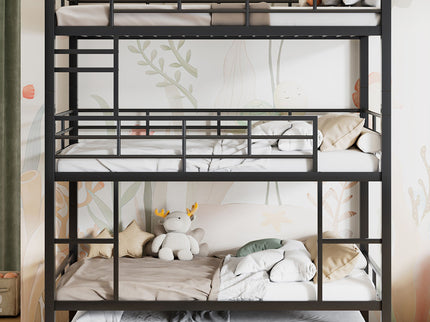 Triple Bunk Bed With Trundle, Heavy Duty Steel Construction