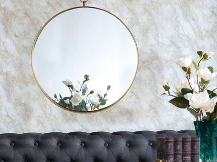 Round Mirror, Circle Mirror With Iron Frame For Living Room Bedroom Vanity Entryway, Hallway