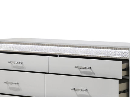 Glam - 6 Drawer Dresser With LED Lighting (Includes Dresser Only) - White