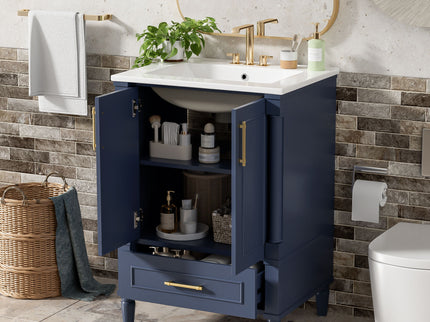Bathroom Vanity With Ornate French Cylinder Legs, Soft Close Drawer