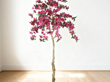 Artificial Bougainvillea Tree, Realistic Faux Potted Plant For Indoor Home Decor - Dark Pink / Green Leaves