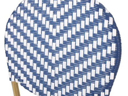Outdoor Rattan And Aluminum French Armless Bistro Chairs Set - Navy Blue
