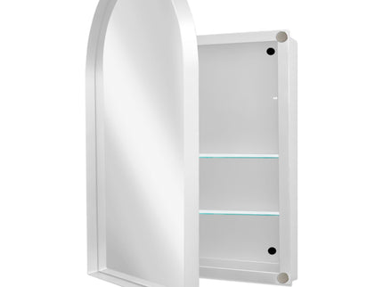Arched Recessed Medicine Cabinet, Metal Framed Bathroom Wall Cabinet With Mirror And Adjustable Shelves, Wall Mirror With Storage For Bathroom