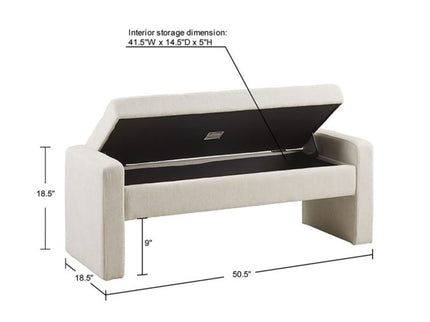Elegant Soft Close Storage Bench Polyester Upholstery - Cream
