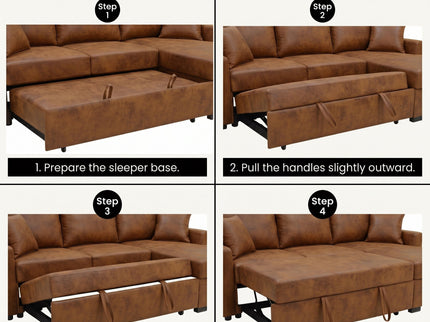 Upholstered Sectional With Pull-Out Bed And Chaise Storage